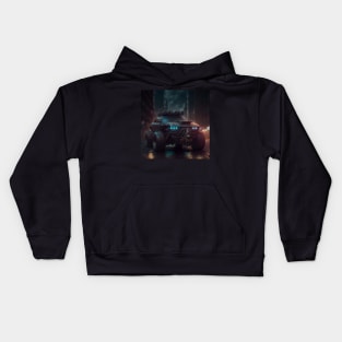 Cyberpunk Armoured Car Four Door Kids Hoodie